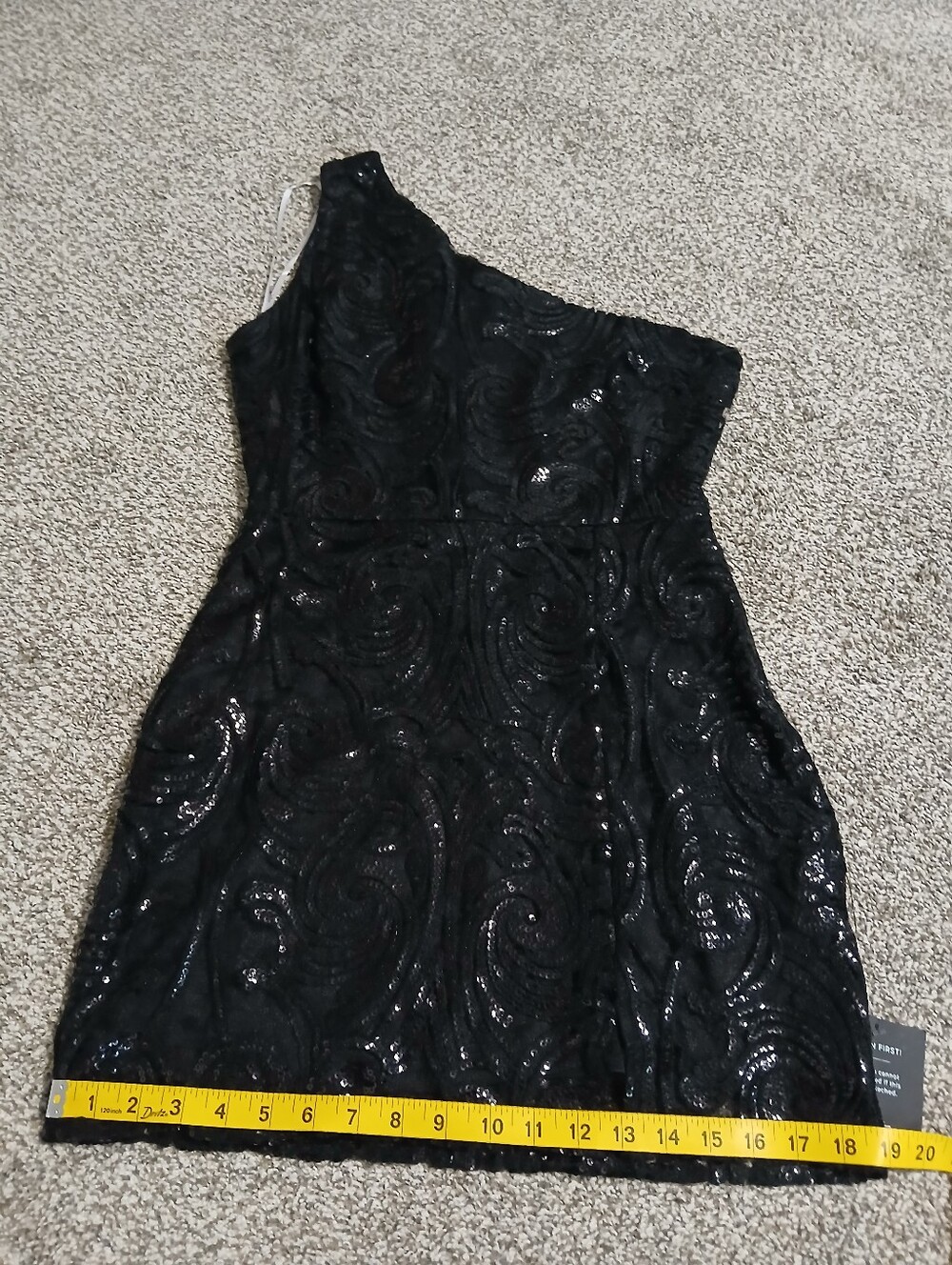 Lulu's Black One-Shoulder Sequin Mini Dress - Picture 12 of 16